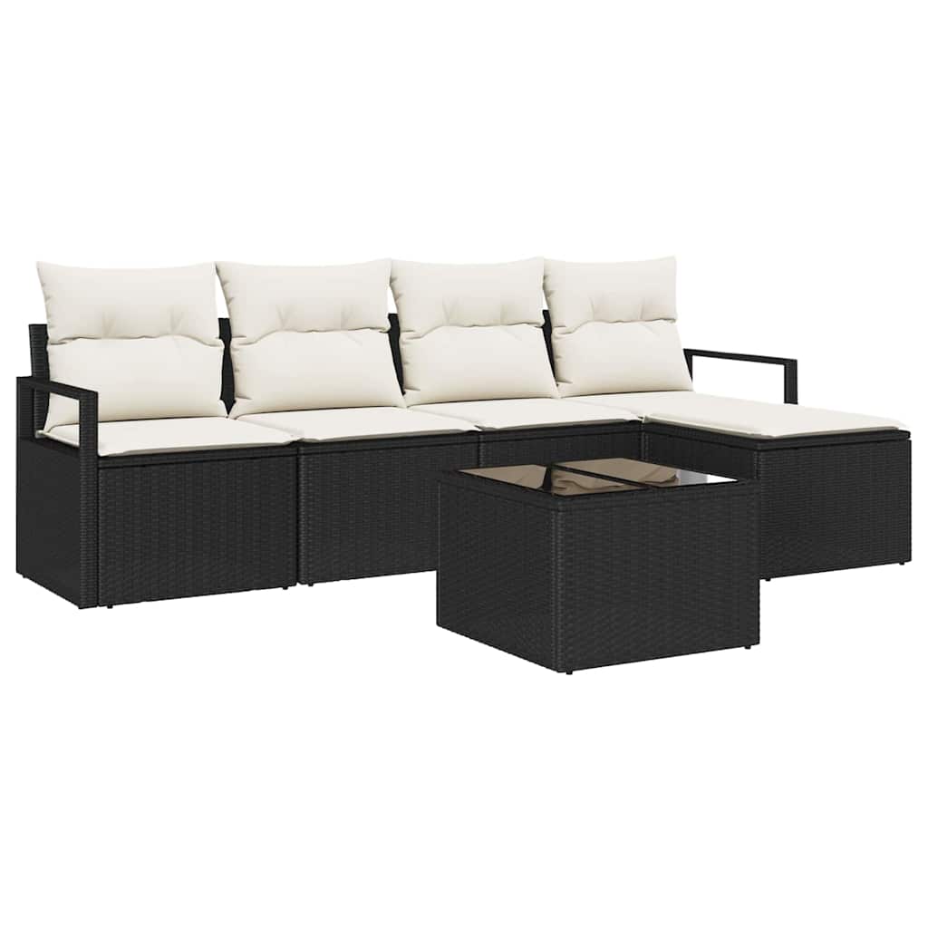Garten-Sofa-Set mit Kissen mit Speicher 6 pcs Braun und Creme